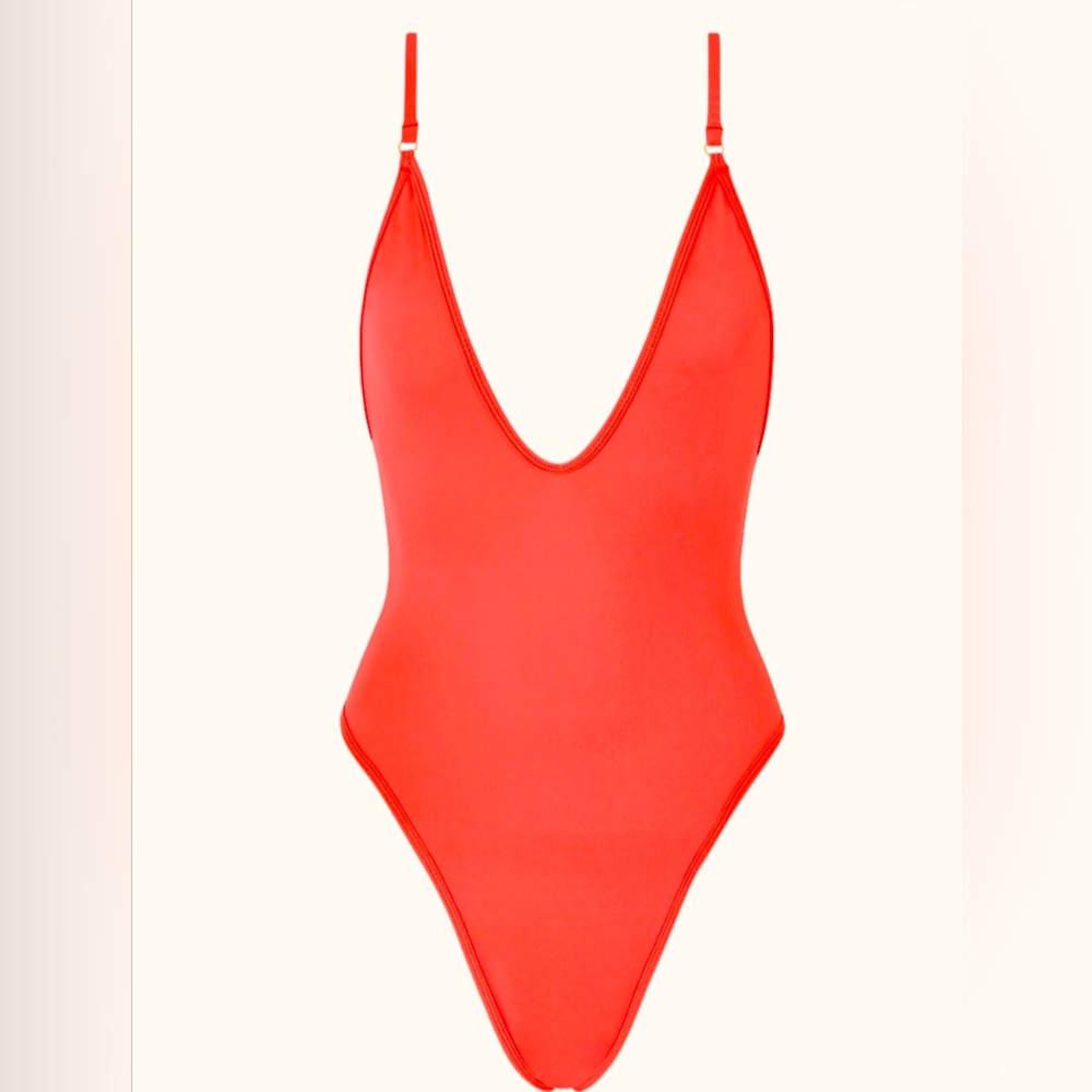 Red Plunge Swimsuit